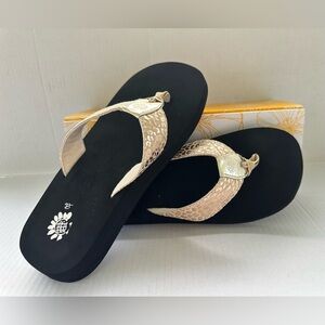 Yellow Box Black and Gold Sandals